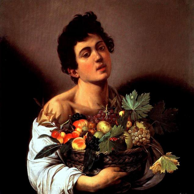 Fanciullo con canestro di frutta